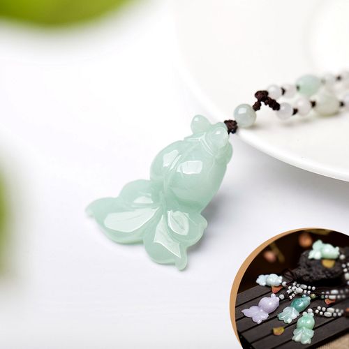 【520情人节礼物】天然a货翡翠吊坠金鱼吊坠玉坠附证书配绳链