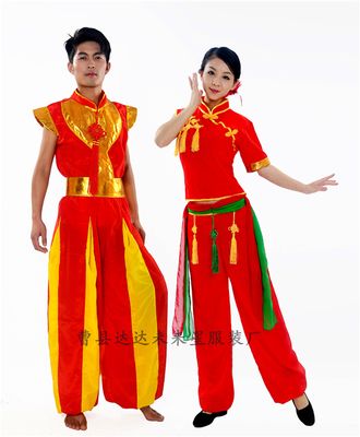 2019秧歌舞蹈服装东北二人转演出舞台表演男女现代红色民族服装