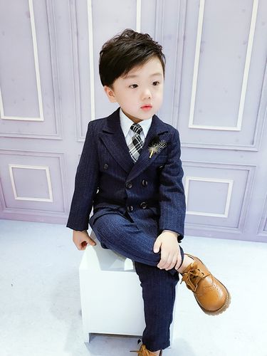 可莉允儿童小西装帅气花童男童礼服套装春秋款男宝英伦中童西服外套