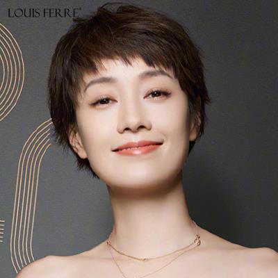 高档假发女短发圆脸时尚女士真人发丝全真发头套式