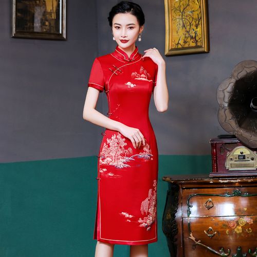 高档旗袍婚庆妈妈装中年女婚礼妈妈礼服2021新款冬中国风喜婆婆婚宴装