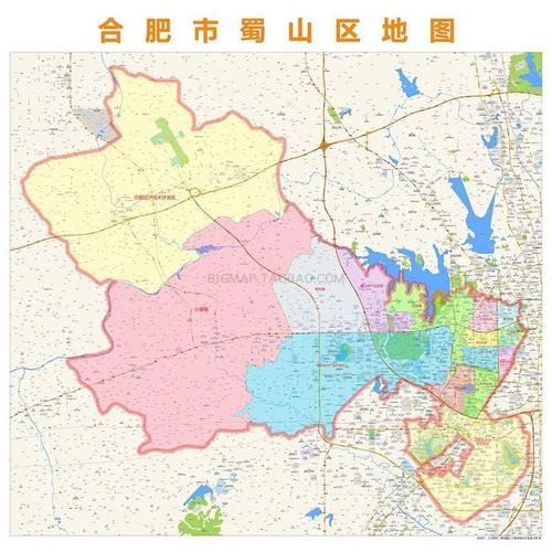 合肥市蜀山区行政区划地图高清定制2021城市交通卫星办公室挂图