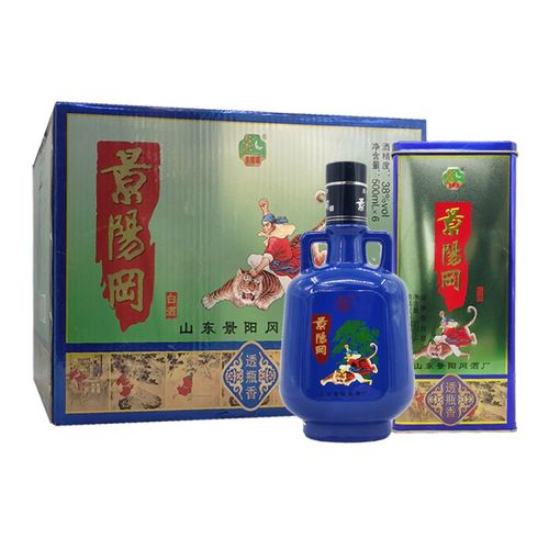 景阳冈 透瓶香 38度浓香型白酒 铁盒 500ml*6瓶整箱装 2018年生产