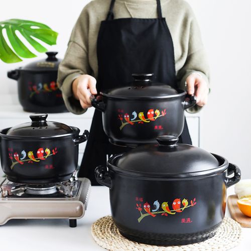大号砂锅煲汤家用燃气黑色陶瓷炖锅电磁炉适用耐高温明火熬汤沙锅