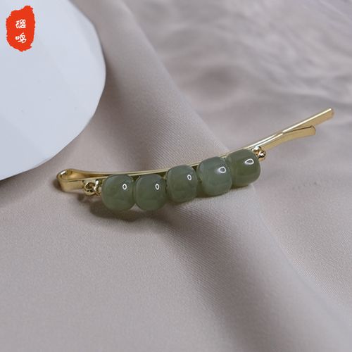 发卡2021年新款卡子一字夹夹子和田玉气质头饰发夹侧边发饰刘海夹