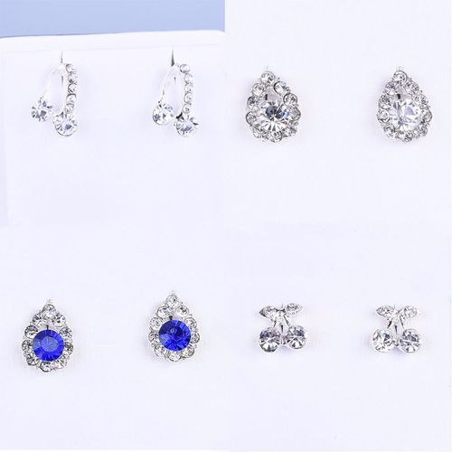 【精选好礼】九对装日韩版可爱镶钻耳钉女时尚百搭镶珍珠耳环简约气质