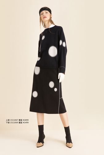 希色 2020秋冬季商场同款正品女士时尚波点针织衫 1511067原1899