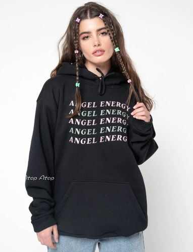 minga london英国代购刺绣帽衫连帽卫衣宽松街头字母angel图案