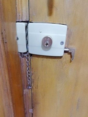 老式防盗门锁工程锁防盗三保险三舌锁铁门锁黄色巨鼎117型木门锁