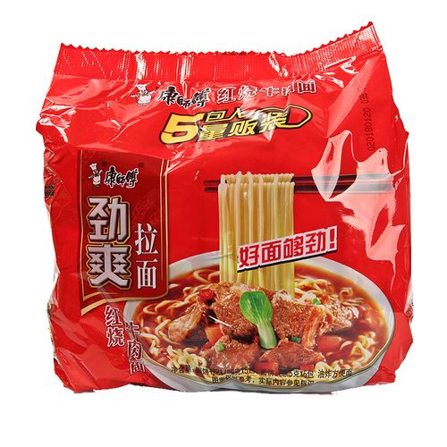 康师傅劲爽拉面红烧牛肉面五包82.5g*5包/组经典美味方便面泡面
