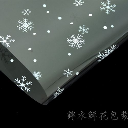 唯美雪花图案玻璃纸 20s张透明加厚鲜花礼品花束圣诞节包装纸5.