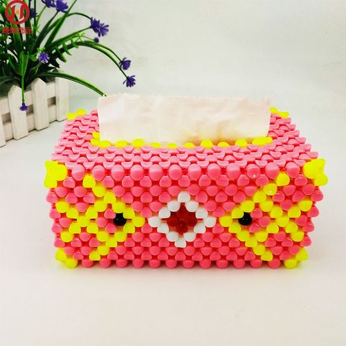 diy串珠抽纸盒材料包手工编织比目鱼纸巾盒散珠子半成品亚克力