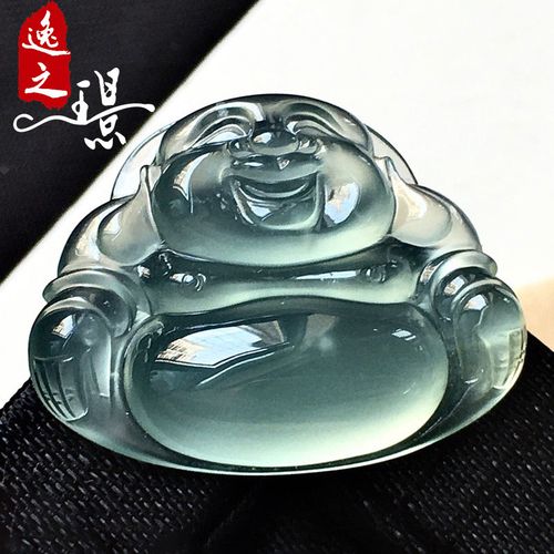 逸之璟 缅甸老坑天然a货翡翠玉石雕刻冰糯种水润弥勒佛公翡翠吊坠