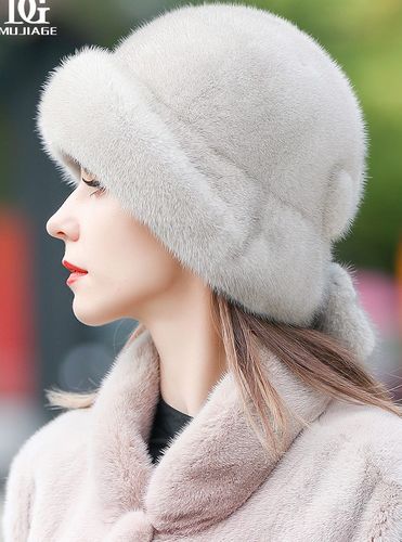 貂皮帽女士冬季韩版新款水貂毛整貂裘皮保暖中老年人妈妈皮草帽子