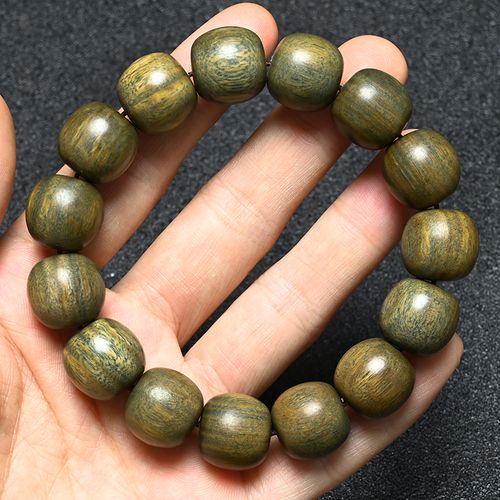 绿檀手串 绿檀木佛珠手串檀香木手链男女士款饰品sn6500 老型珠(14*15