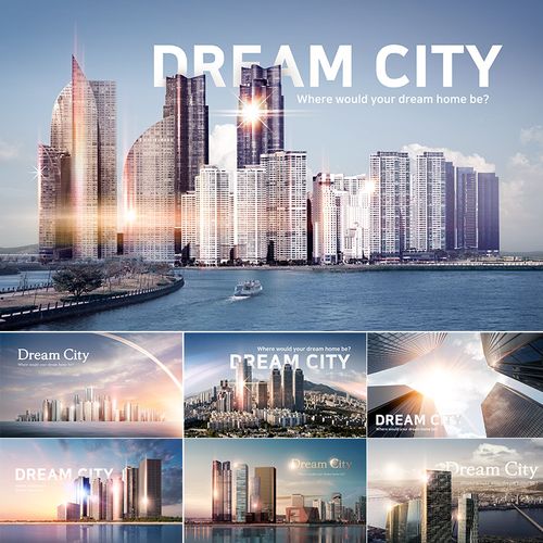 现代建筑城市背景地标商务psd写字楼建筑商业房地产