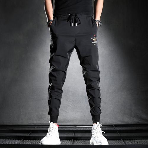 松紧腰休闲裤男士薄款修身2021春夏季新款青年潮牌小