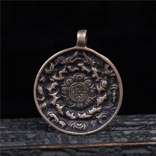 一物一图精品藏式九宫八卦牌蛙嘴朝天吼九宫牌吊坠