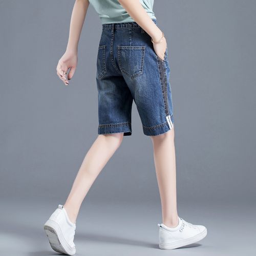五分裤女宽松牛仔短裤女潮夏季薄款休闲高腰5分裤四分牛仔裤中裤