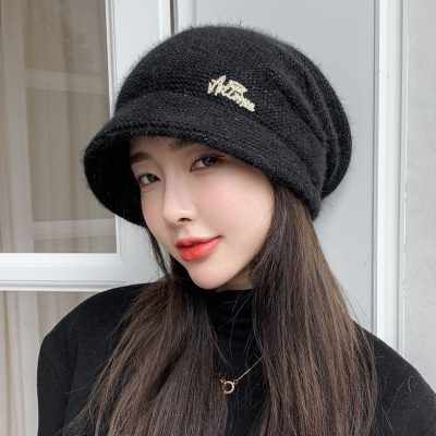 短发冬季帽子女头大适合的洋气今年流行的保暖月子帽针织帽堆堆帽