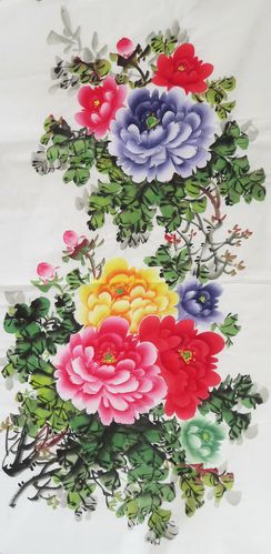 宝墨轩手工国画花鸟牡丹花挂画客厅玄关装饰画四尺中式特价e38-6