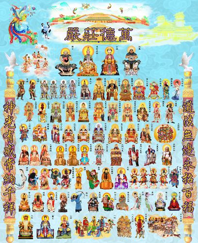 画像道教用品佛像佛教挂像挂画贴画瓷砖画全神图天地全神万德庄严