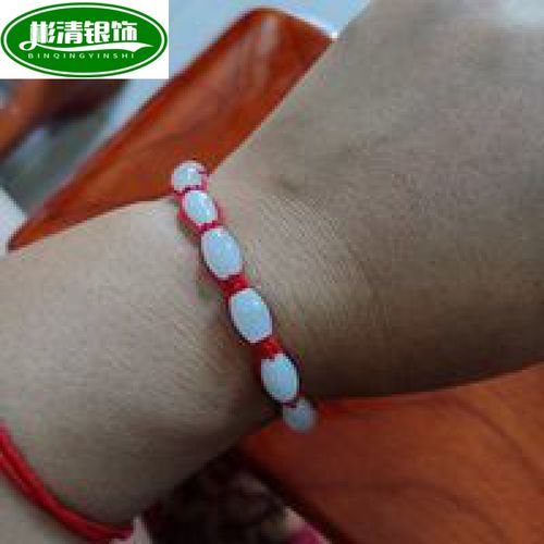 高瑞品质翡翠玉石珠人工编织手链送亲朋好友的 翡翠玉石珠人工编织