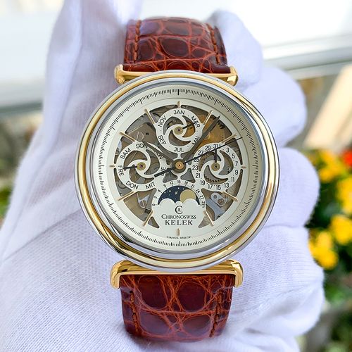 瑞士chronoswiss瑞宝多功能月相镂空自动机械18k黄金精钢男女腕表