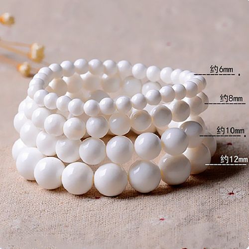 正品海南贝壳单圈白色手链男女简约佛珠网红同款白珍珠手串非玉化