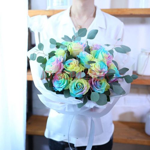 鲜花 同城配送厄瓜多尔七彩玫瑰花束生日创意礼物纪念日表白送女