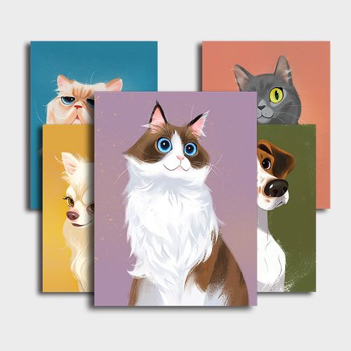 史历克 数字油画diy卡通动物宝贝宠物猫狗系列手工填色减压油彩画现代