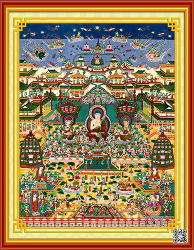 精准印花全佛万佛图西方观经变相图 东林寺m12佛教十字绣定制