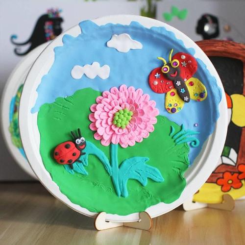 e一次性白色盘幼儿园画画彩泥粘土盘子儿童手工制作粘贴画纸材料