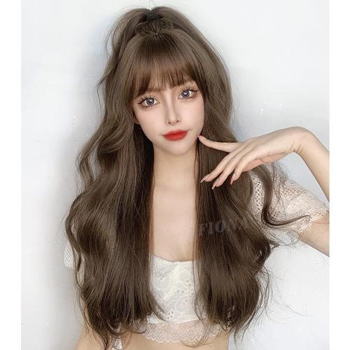 假发女长发自然全头套式长卷发减龄韩式水波纹发型哑光丝假发套
