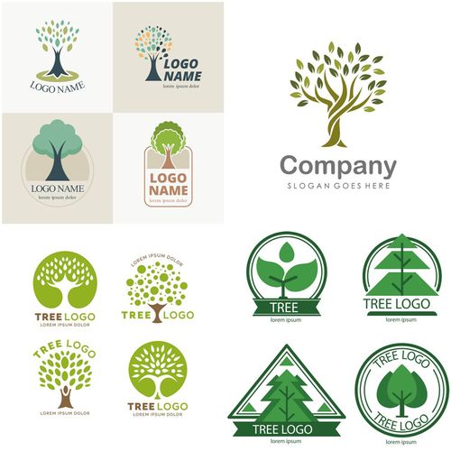 a0037树木logo植物绿植标志卡通绿化环保植被eps设计素材ai矢量图