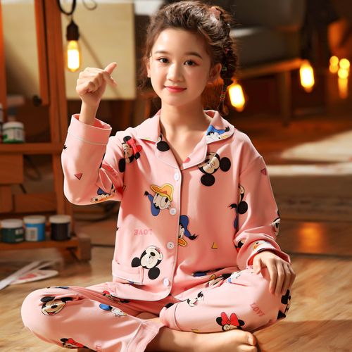 儿童睡衣宝宝女童春夏季小女孩纯棉开衫家居服12岁可爱薄款两件套