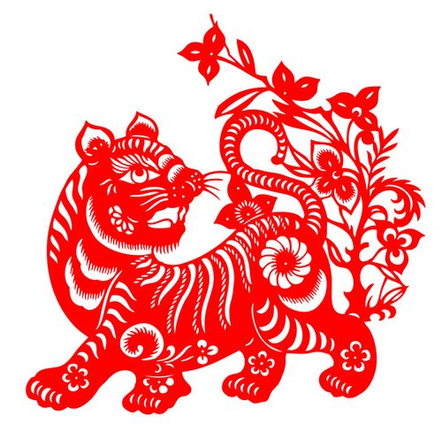 yd09老虎剪纸窗花生肖虎动物幼儿园剪纸贴纸宣纸无纺布贴画剪纸贴