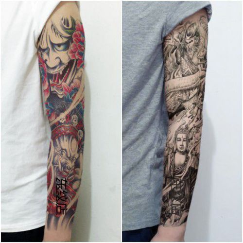 纹身贴花臂手臂纹身贴全臂男女防水仿般若网红逼花臂满臂刺青 2张全臂