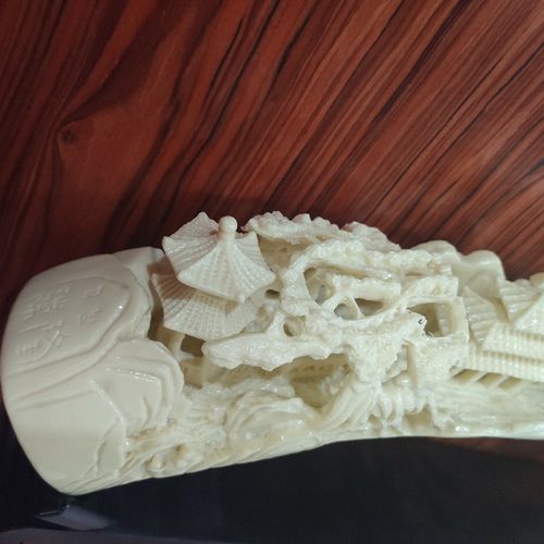 中式仿真象牙工艺品客厅书房办公室小桥流水摆件文玩