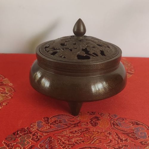 纯铜仿古高档熏香炉 龙凤呈祥铜炉批发