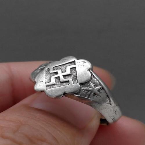 清代回流万字老银戒指万事如意民国老银万字戒指增福保佑平安