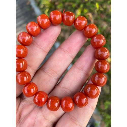 微韵 天然南红玛瑙柿子红满色满肉老型桶珠手串一物一图云南巧家料