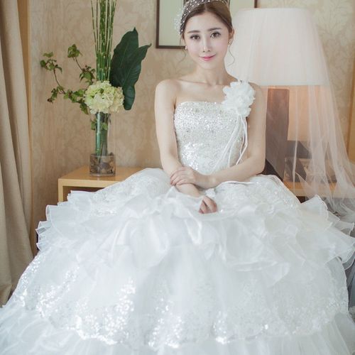 婚纱学生小个子婚纱新娘一字肩婚纱礼服新娘婚纱学生婚纱裙成人礼