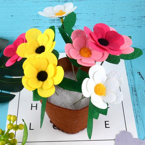 不织布花盆栽 幼儿园儿童无纺布手工花制作diy材料包