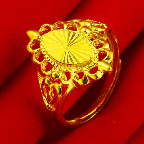 正品黄金戒指999足金女款花篮戒子24k金纯金首饰真金子妈妈款素金