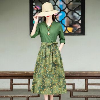禾禾布衣2022年春季新款高贵碎花田园风遮肚长裙子4295品牌女装特卖