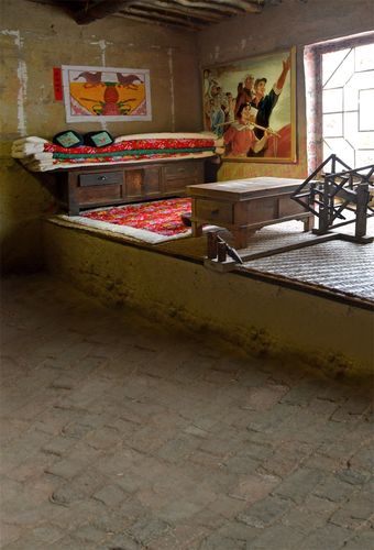 新快手抖音网络主播拍段子视频背景布农村老旧房子3d立体室内窑洞