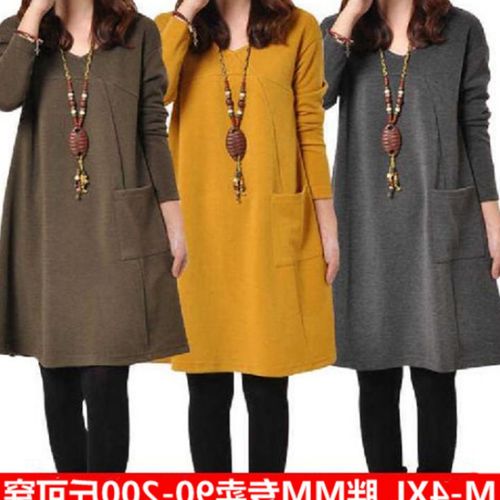 肥婆衣服秋天加肥加大胖妹妹大码女装秋冬宽松显连衣裙女宽松