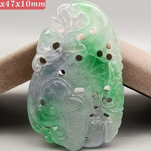 古玉老玉古董清代缅甸高冰春带彩老翡翠镂空富贵如意吊坠仿古项坠