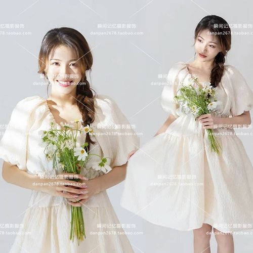 影楼工作室泡泡收口袖蓬蓬公主裙初恋风甜美可爱女孩21艺术写真服